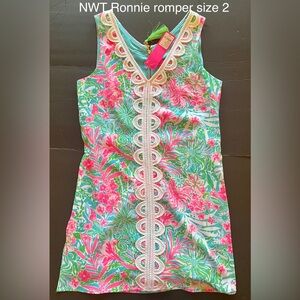 Lilly Pulitzer NWT size 2 Ronnie romper Leaf it Wild Almalfi Blue